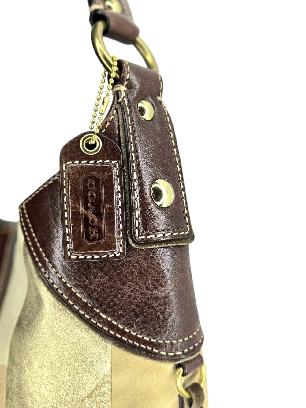 Coach Patchwork Hobo handbag. Brown/gold.